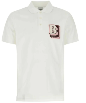 Burberry Logo Patch Short-Sleeved Polo Shirt White