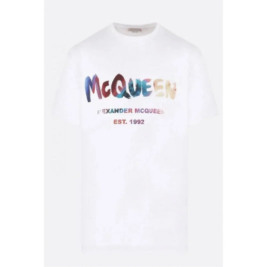 Tricou ALEXANDER MCQUEEN, Logo Multicolor, Alb