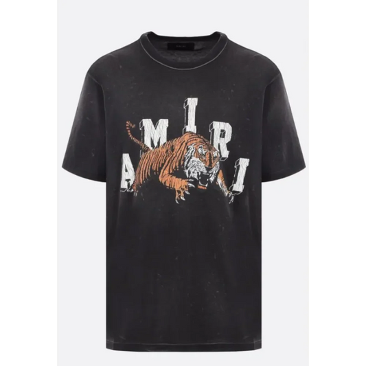 Tricou Amiri, White, Tiger Print, Negru