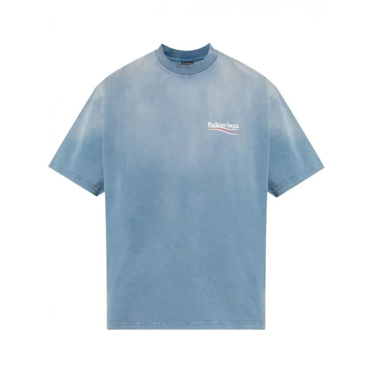 Tricou BALENCIAGA, White Logo Print, Blue