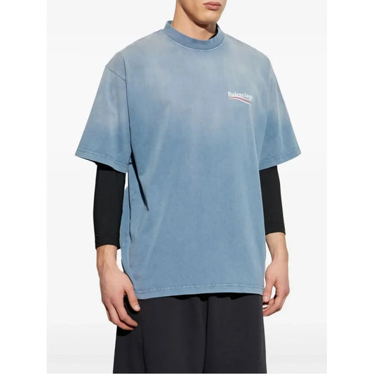 Tricou BALENCIAGA, White Logo Print, Blue