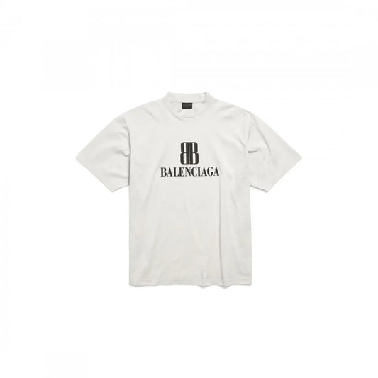Tricou BALENCIAGA, Nano Bb, Medium Fit, Dirty White