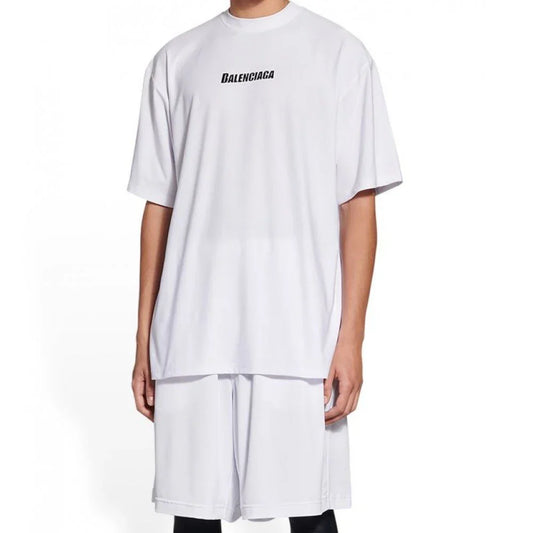 Tricou Balenciaga, Logo negru, Alb